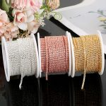 RESEN 2mmTop AAAA Zircon Crystal Rhinestone Cup Chain Gold/Sliver for Nail Art Glass Beaded Trim Chain