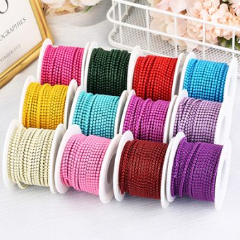 RESEN New Arrival SS6(2mm) Rhinestone Cup Chain with Colorful Bottom Acrylic Sew On Stone Chain Trim