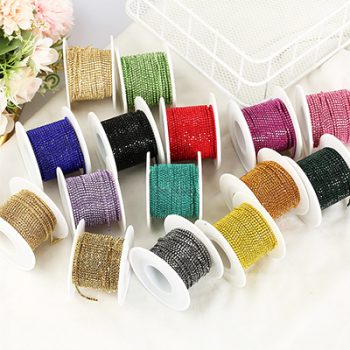 RESEN SS4 1.5mm Glitter Colorful Rhinestone Trim Chain Crystal Cup Chain Glass Gemstone Strass Chain