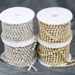 RESEN SS24/SS28/SS38 Big Size AAAA Grade Sliver/Gold Crystal AB Rhinestone Cup Chain Trim Glass Dense Rhinestone Chain Sewing Trim