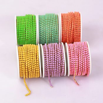 RESEN SS6 2mm Sew On Acrylic Rhinestone Trim Chain Gold Claw Colorful Cup Chain Apparel Strass Banding